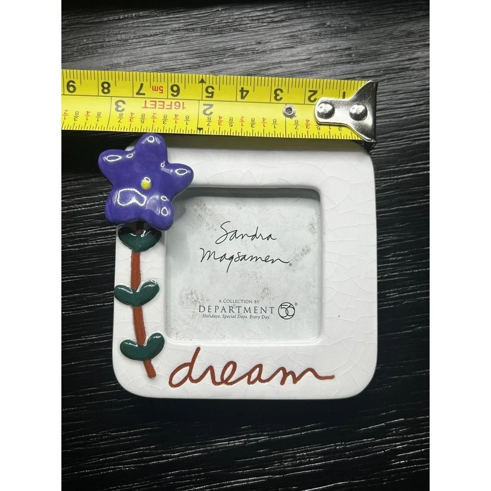 Dept 56 Flowers Picture Frame DREAM IMAGINE LAUGH FRIEND Sandra Magsamen ~ Set 4